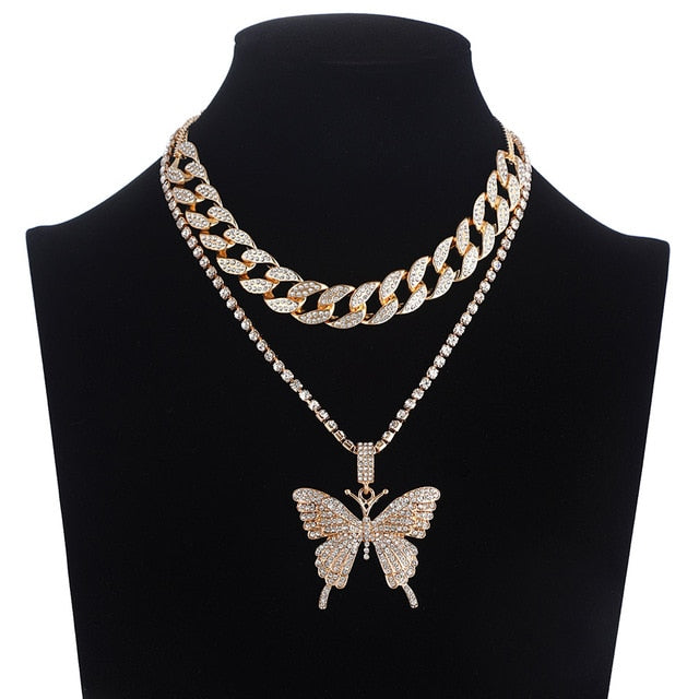 Glam Butterfly Necklace Set