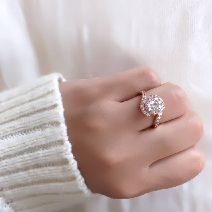 Wedding Promise Rings For Women Bridal Engagement Marriage Crystal Ring