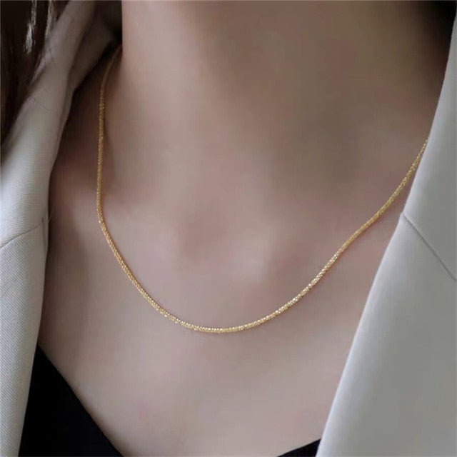 Popular Silver Colour Sparkling Clavicle Chain Choker Necklace