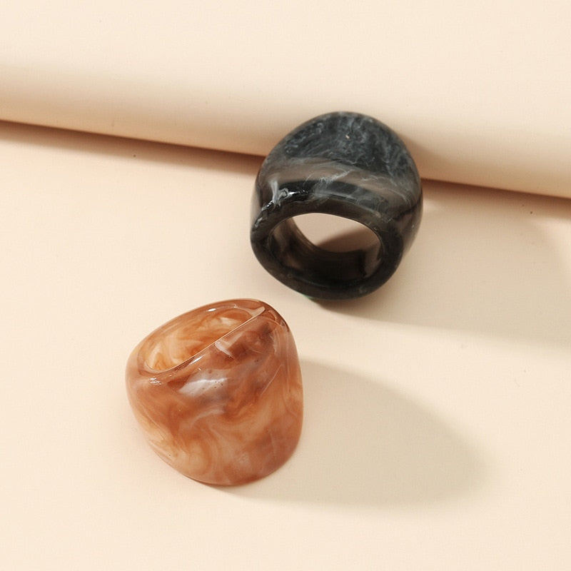 Fashion Irregular Marble Pattern Texture Rings