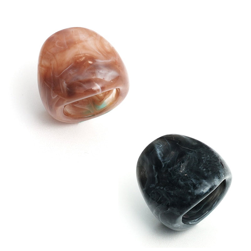 Fashion Irregular Marble Pattern Texture Rings