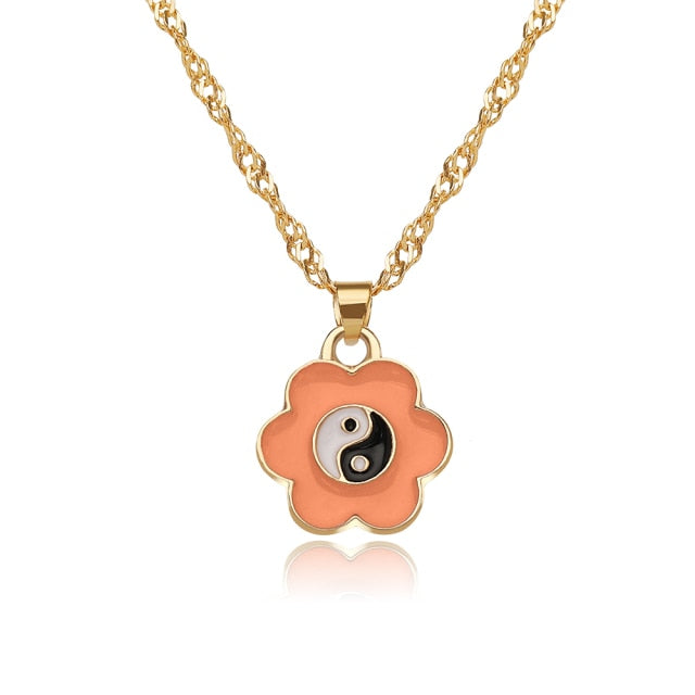 INS Style Colorful Yin Yang Mushroom Pendant Necklace