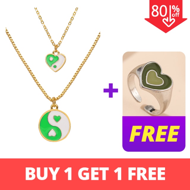 INS Style Colorful Yin Yang Mushroom Pendant Necklace