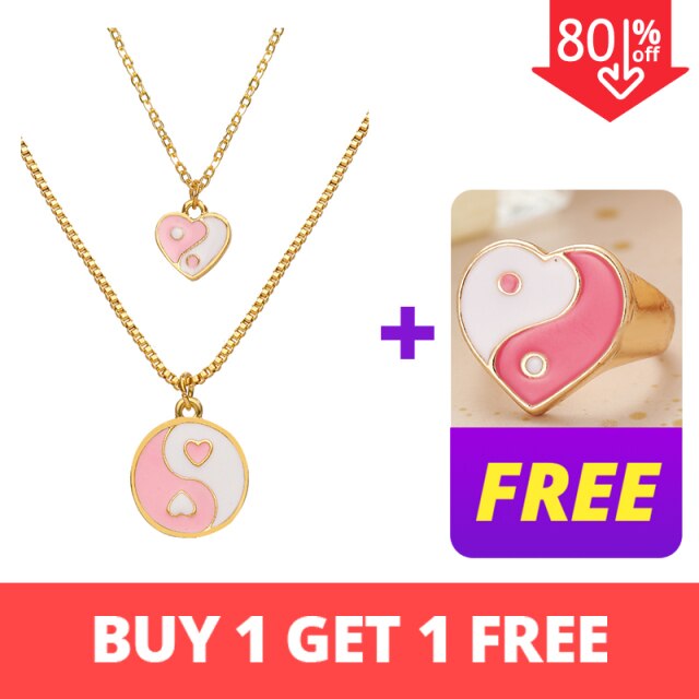 INS Style Colorful Yin Yang Mushroom Pendant Necklace