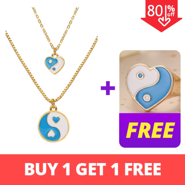 INS Style Colorful Yin Yang Mushroom Pendant Necklace