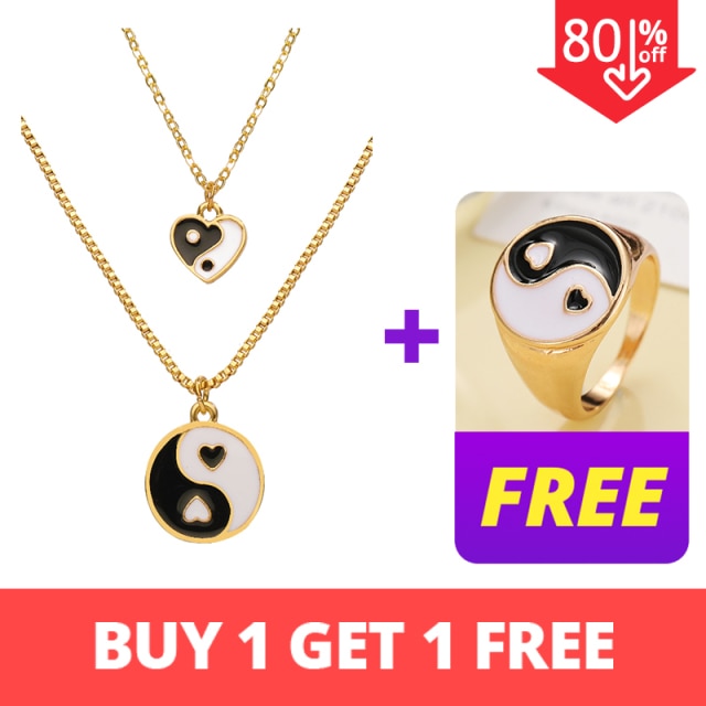 INS Style Colorful Yin Yang Mushroom Pendant Necklace