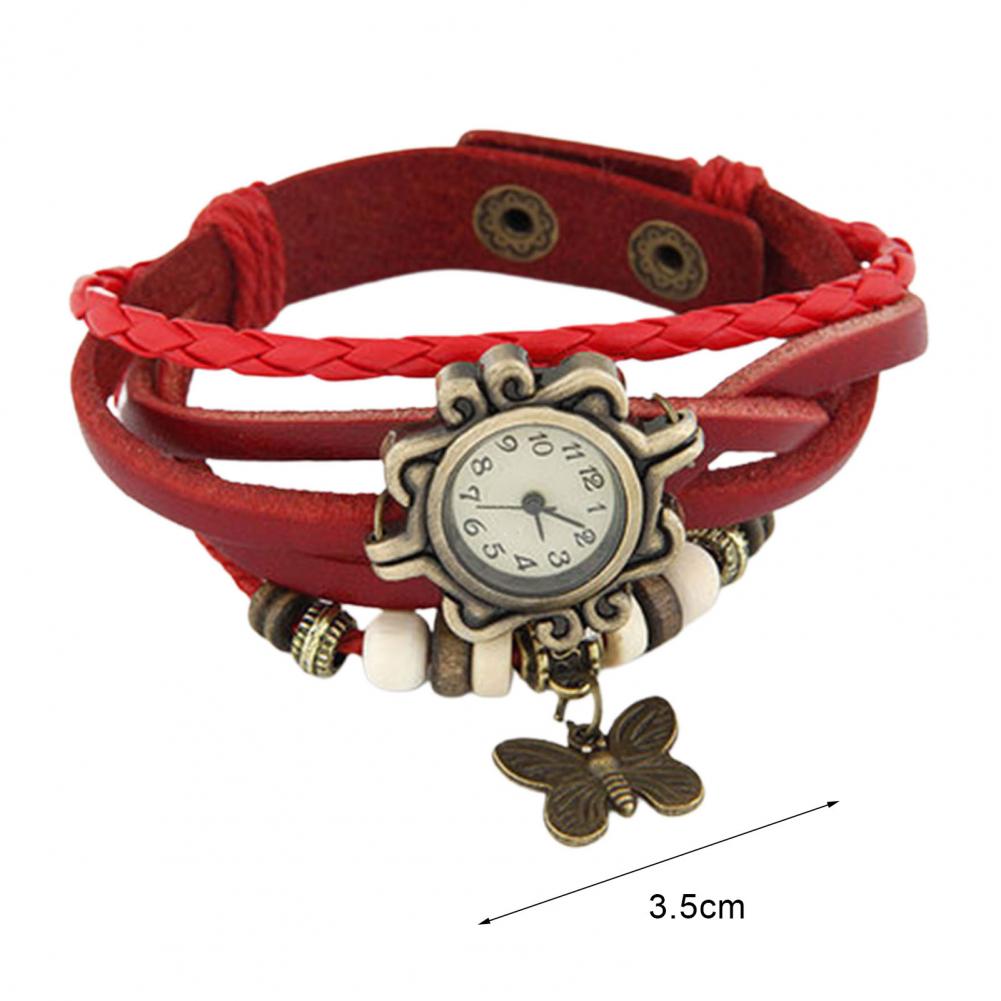 Women Genuine Leather Vintage Quartz Dress Watch Bracelet