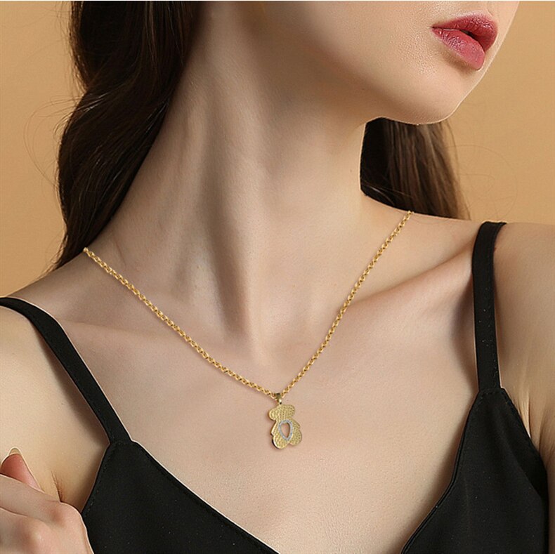 Cute Little Bear Titanium Steel Jewelry Set