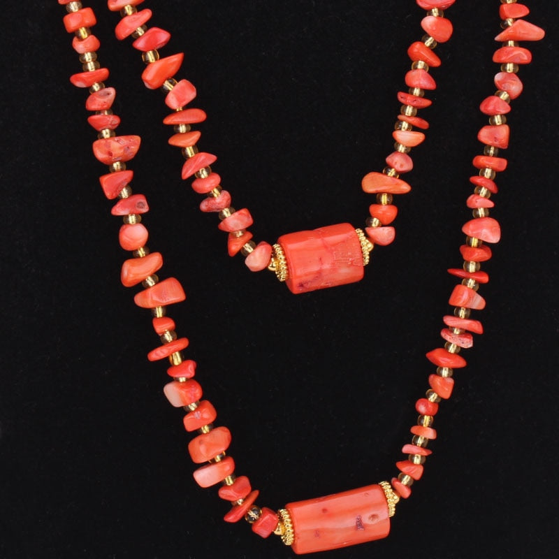 Nigeria Coral Beads Necklace Jewelry Set