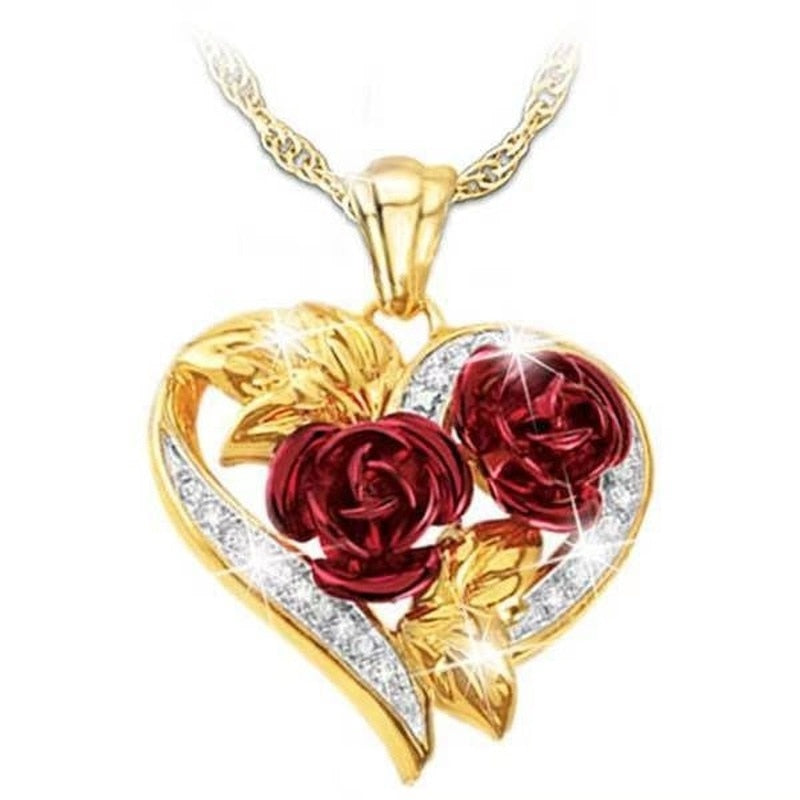 Fashion Women's Jewelry Rose Flower  Engagement Wedding set
