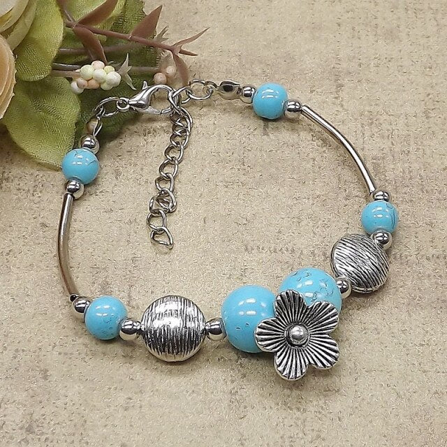 Tibet Vintage DIY Flower Bracelet Woman