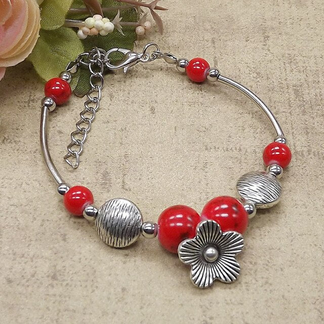 Tibet Vintage DIY Flower Bracelet Woman