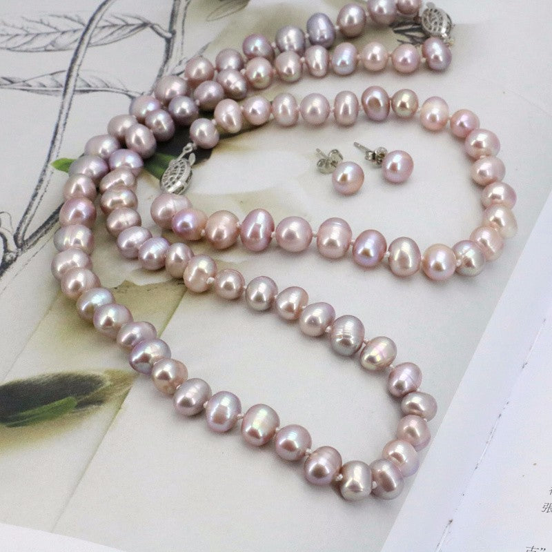 Purpel Pearl Necklace Sets