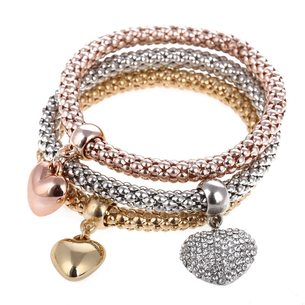 Crystal Owl Heart Charm Bracelets & Bangles