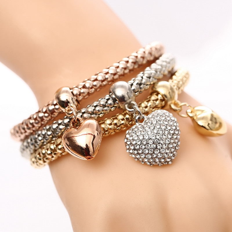 Crystal Owl Heart Charm Bracelets & Bangles