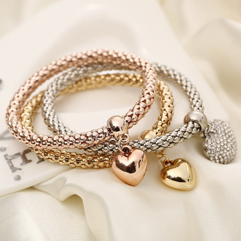 Crystal Owl Heart Charm Bracelets & Bangles