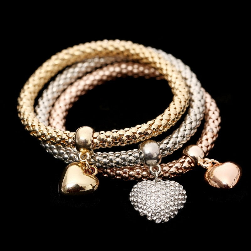 Crystal Owl Heart Charm Bracelets & Bangles