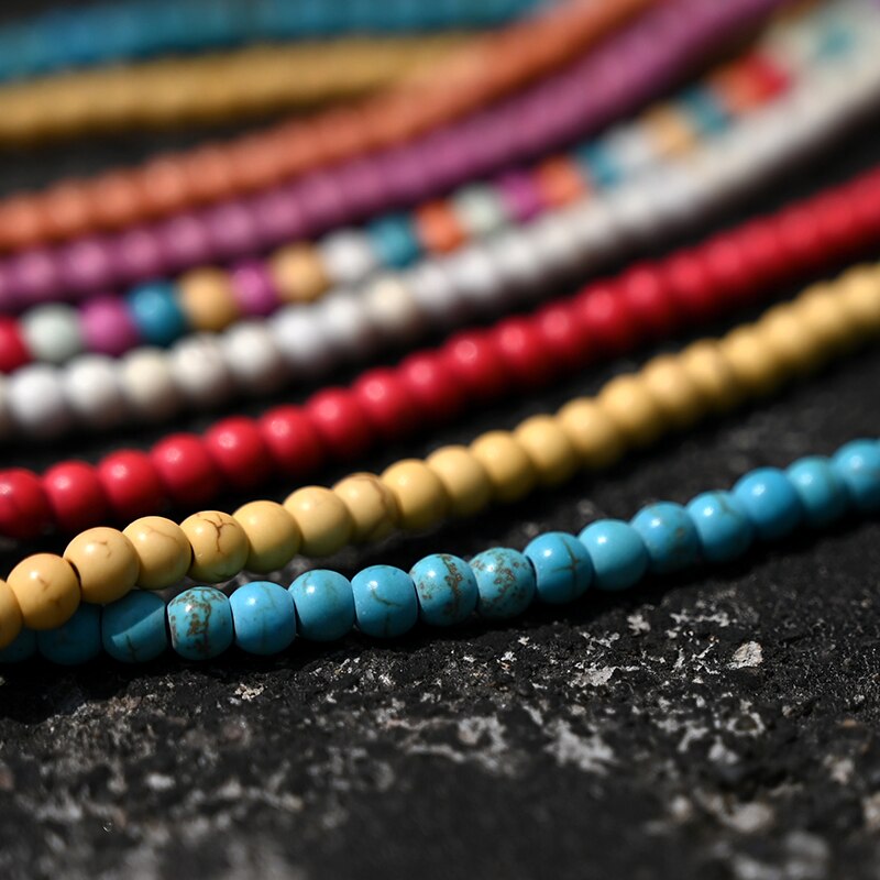 Colorful Beads Initial Choker  for Women Stainless Steel Letter Pendant Necklace