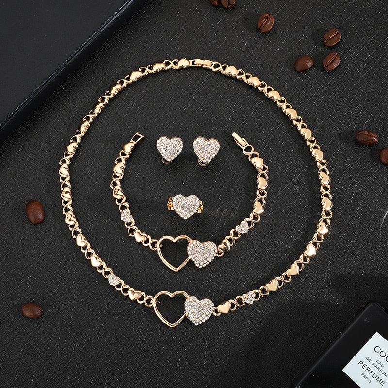 African   women Heart earrings xoxo  necklace set