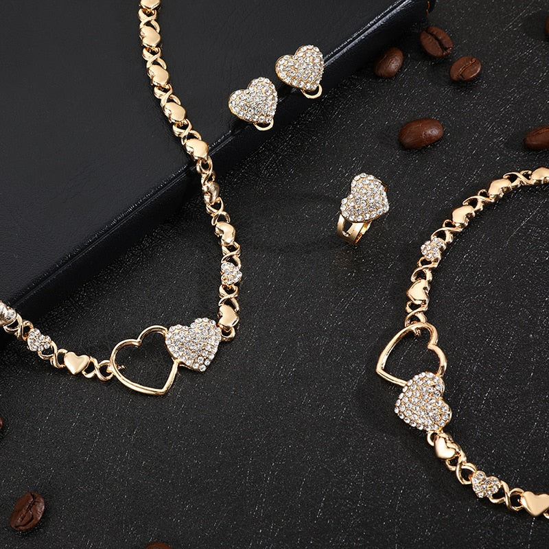 African   women Heart earrings xoxo  necklace set