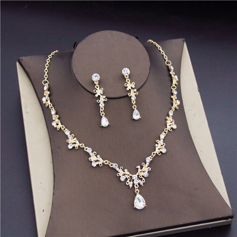 Fashion Bridal  Rhinestone Crystal Wedding Necklaces Earrings Sets