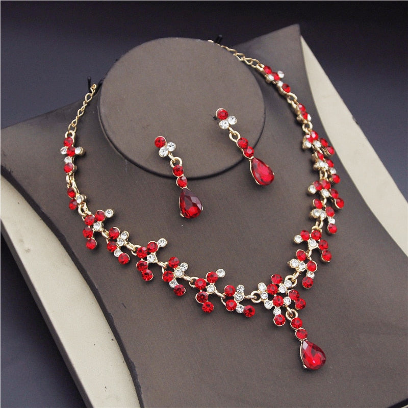 Fashion Bridal  Rhinestone Crystal Wedding Necklaces Earrings Sets