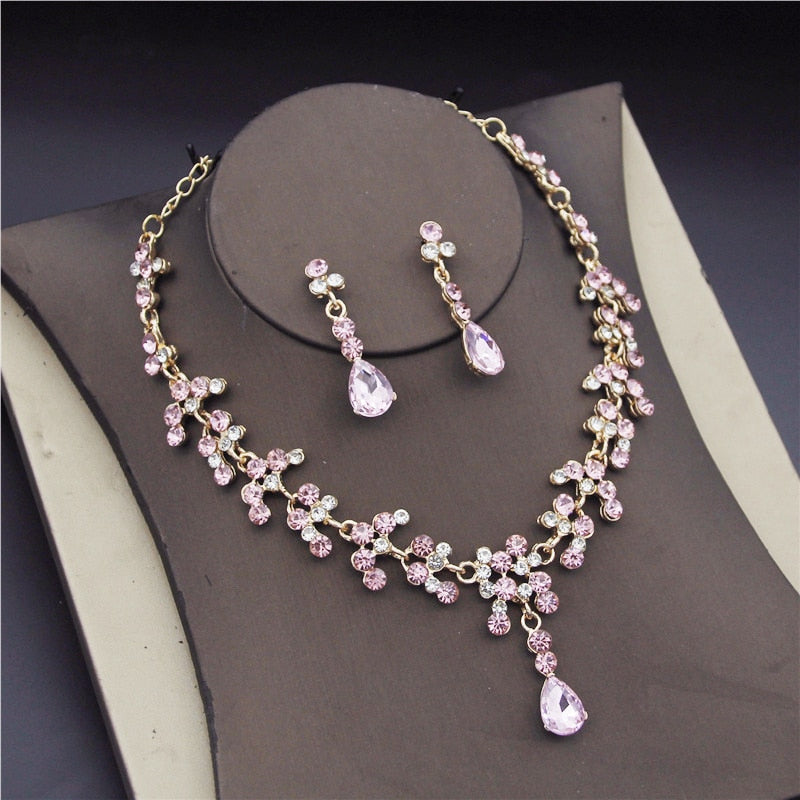 Fashion Bridal  Rhinestone Crystal Wedding Necklaces Earrings Sets