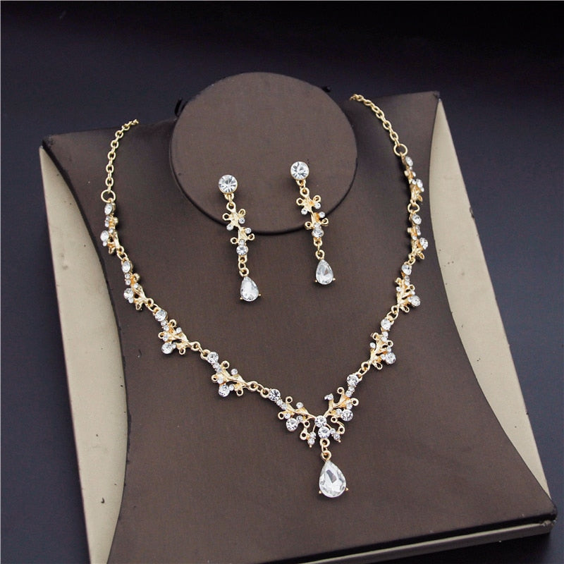 Fashion Bridal  Rhinestone Crystal Wedding Necklaces Earrings Sets