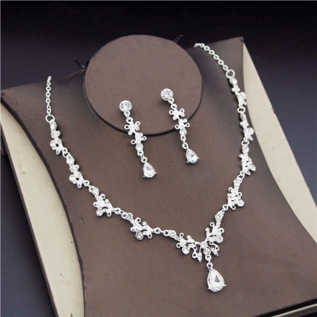 Fashion Bridal  Rhinestone Crystal Wedding Necklaces Earrings Sets