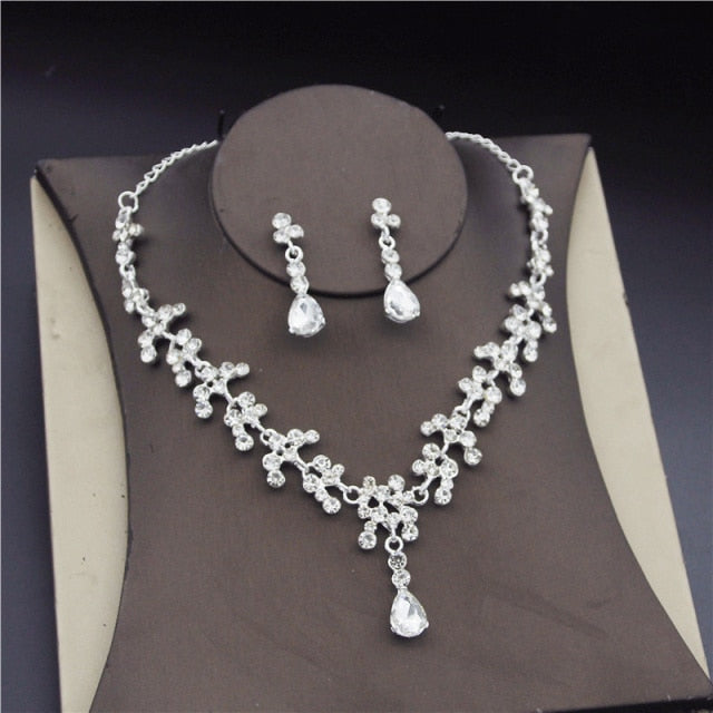 Fashion Bridal  Rhinestone Crystal Wedding Necklaces Earrings Sets