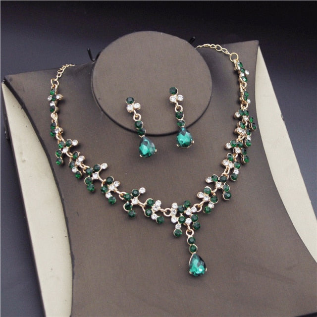 Fashion Bridal  Rhinestone Crystal Wedding Necklaces Earrings Sets