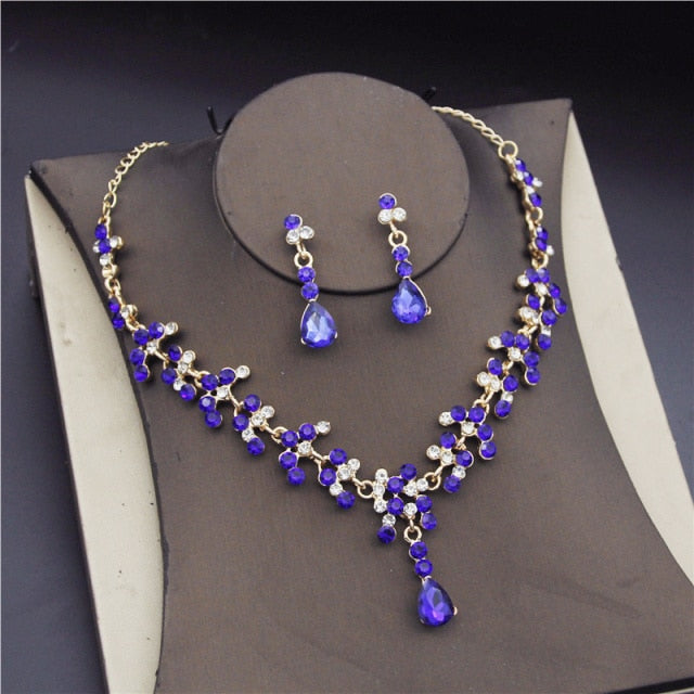 Fashion Bridal  Rhinestone Crystal Wedding Necklaces Earrings Sets