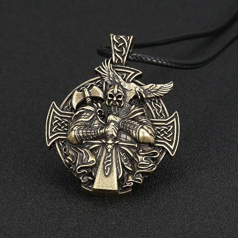 Antique Silver Viking Odin Anchor Necklace