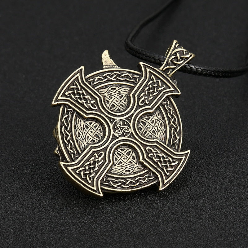 Antique Silver Viking Odin Anchor Necklace