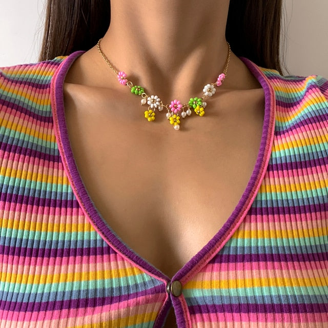Women Boho Acrylic Clavicle Chain Short Necklaces