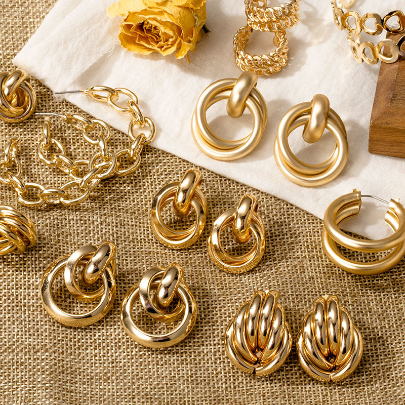 New Fashion Gold Color Metal Drop Earrings