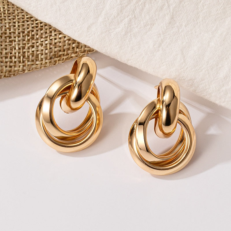 New Fashion Gold Color Metal Drop Earrings