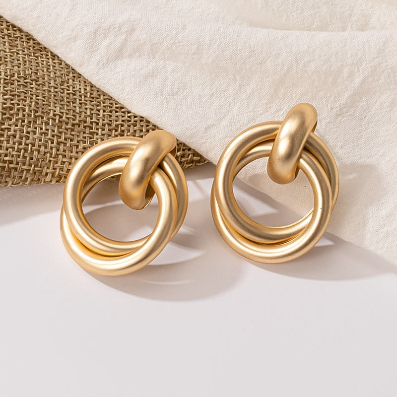 New Fashion Gold Color Metal Drop Earrings