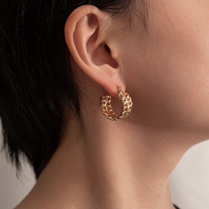 New Fashion Gold Color Metal Drop Earrings