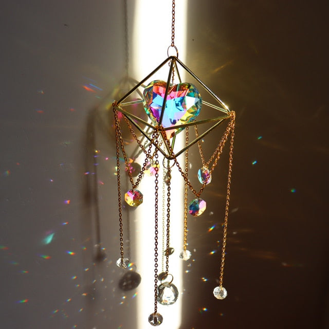 Crystal Windchimes Star Moon Pendant