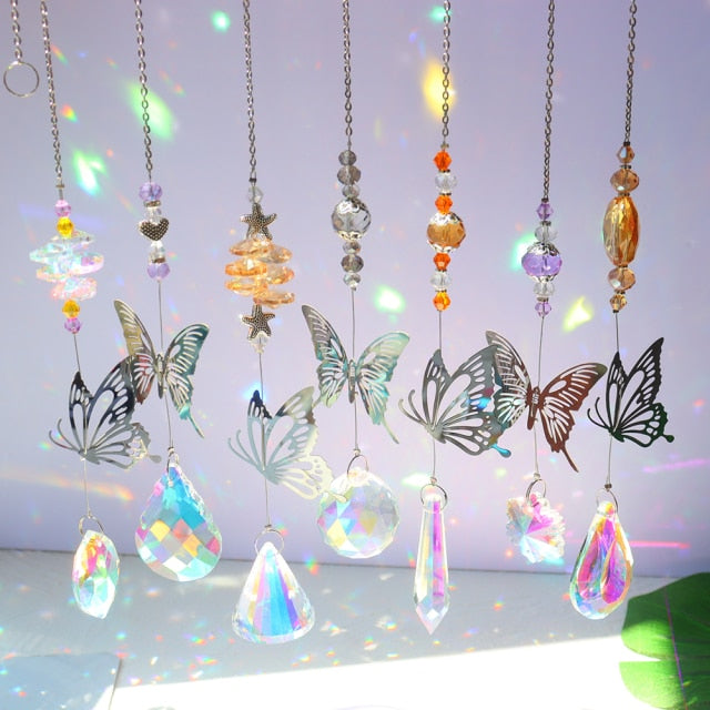 Crystal Windchimes Star Moon Pendant