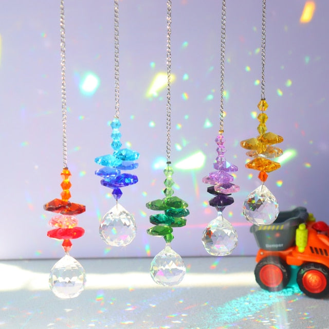 Crystal Windchimes Star Moon Pendant