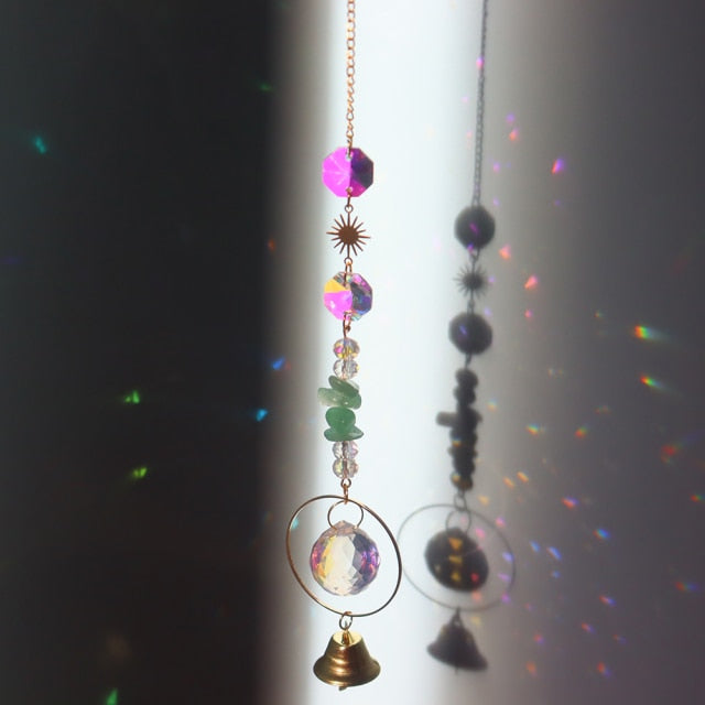 Crystal Windchimes Star Moon Pendant