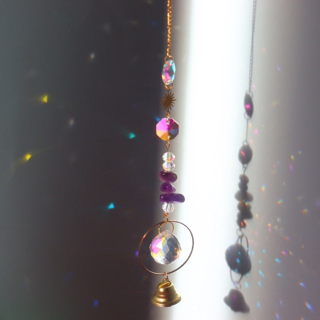 Crystal Windchimes Star Moon Pendant