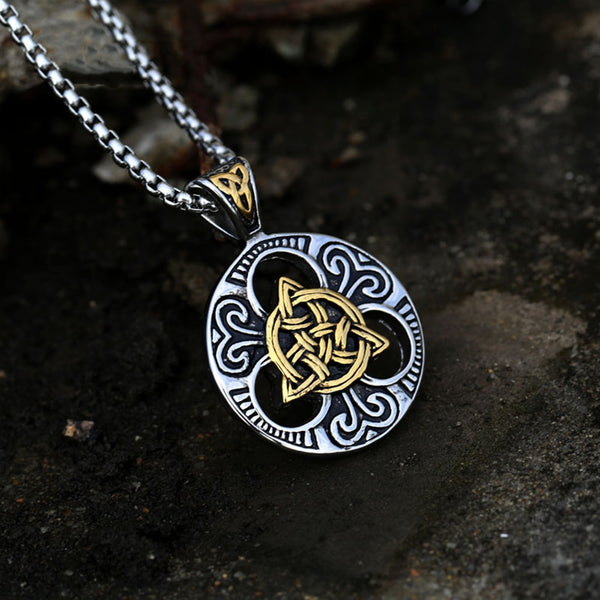 Collar con símbolo de la Trinidad, nudo celta vikingo punk