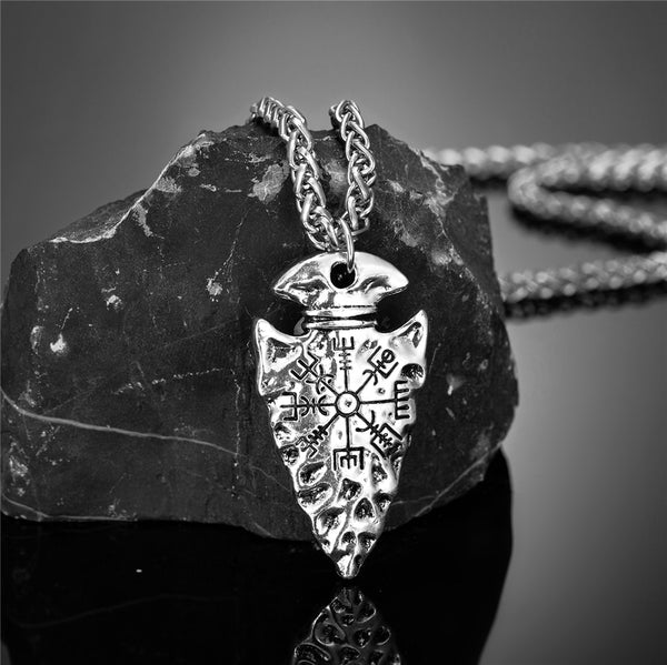 Collares con brújula y lanza vikinga para hombre