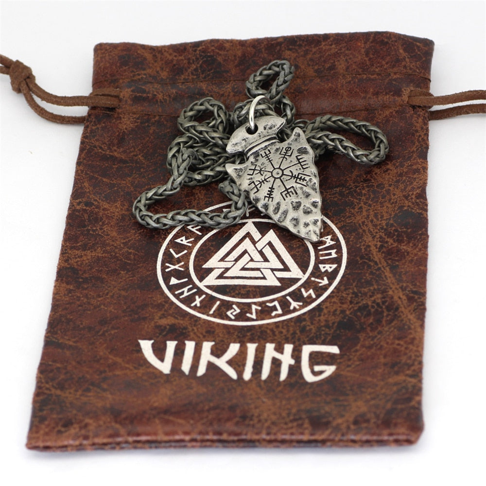 Men Viking Spear Compass Necklaces