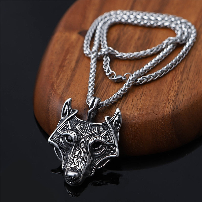 Vikings Wolf head Rune Necklaces