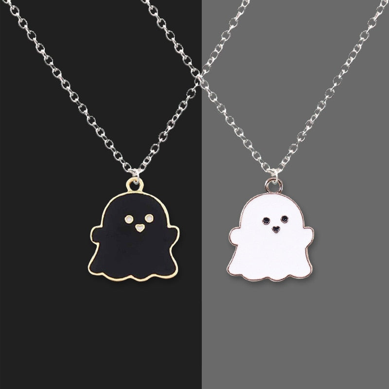 Cute Black And White Ghost Pendant Necklaces