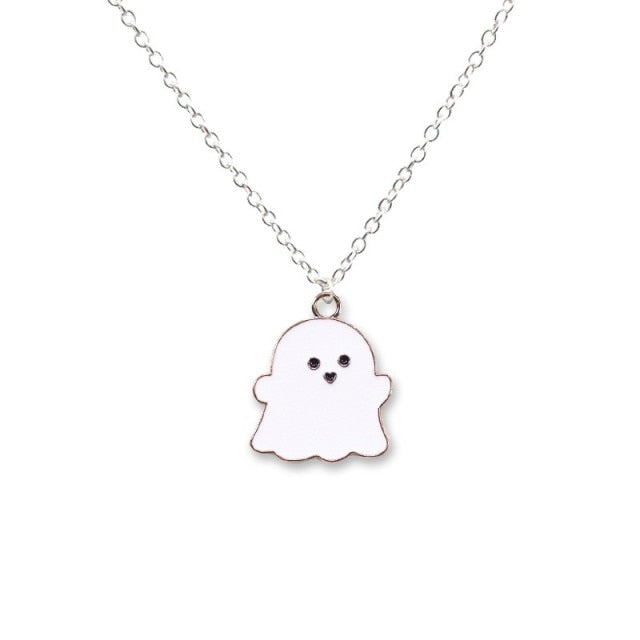 Cute Black And White Ghost Pendant Necklaces